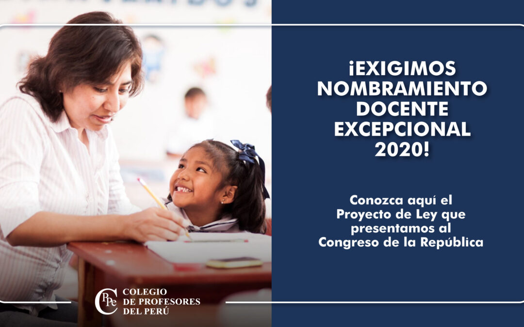 PRESENTAMOS PROYECTO DE LEY PARA NOMBRAMIENTO DOCENTE EXCEPCIONAL 2020