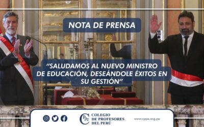 CPPe SALUDA A NUEVO MINISTRO DE EDUCACIÓN Y DESEA ÉXITOS EN SU GESTIÓN